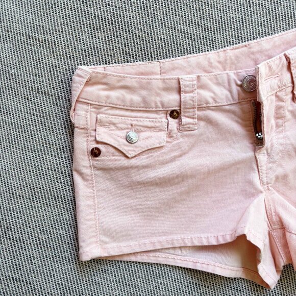 True Religion Pink Joey Low Rise Corduroy Booty Shorts size 27 - Picture 6 of 11